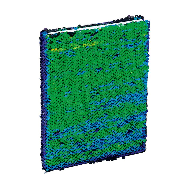Notatnik z cekinami Grand zielono czarny  A5/96 kartek 80gm- linia