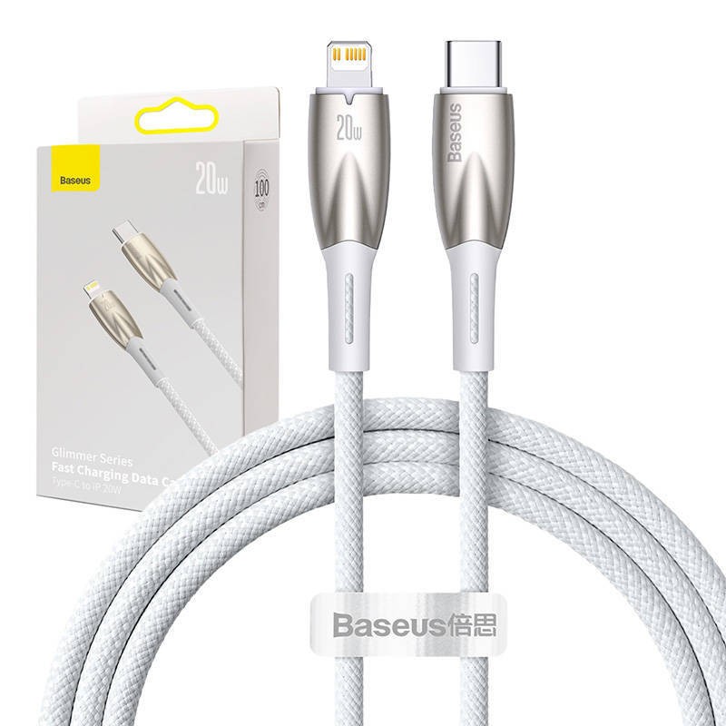 Kabel USB-C do Lightning Baseus Glimmer, 20W, 1m (biały)