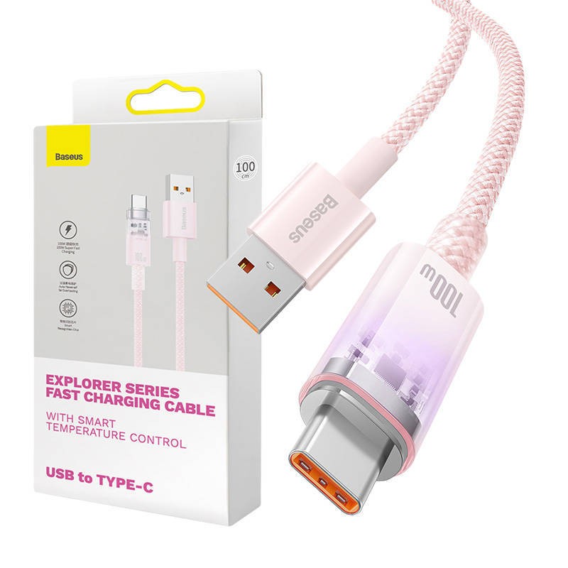 Kabel szybkiego ładowania Baseus USB do USB-C 6A,1m (Różowy)