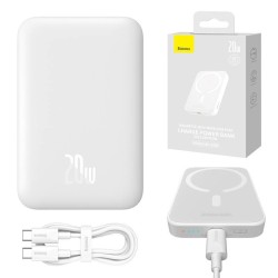 Powerbank magnetyczny Baseus Magnetic Mini, 6000mAh, USB-C 20W MagSafe (biały)