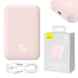 Powerbank magnetyczny Baseus Magnetic Mini 6000mAh, USB-C 20W MagSafe (różowy)