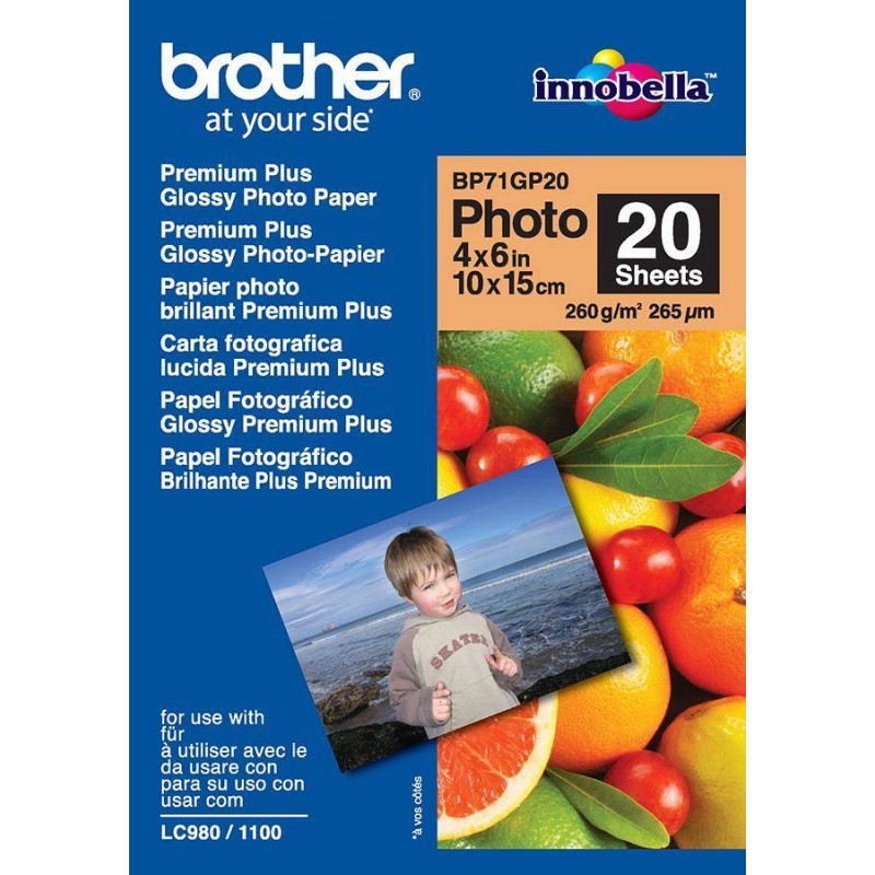 Papier fotograficzny błyszczący BROTHER Glossy BP71GP20 A6 260g 20ark