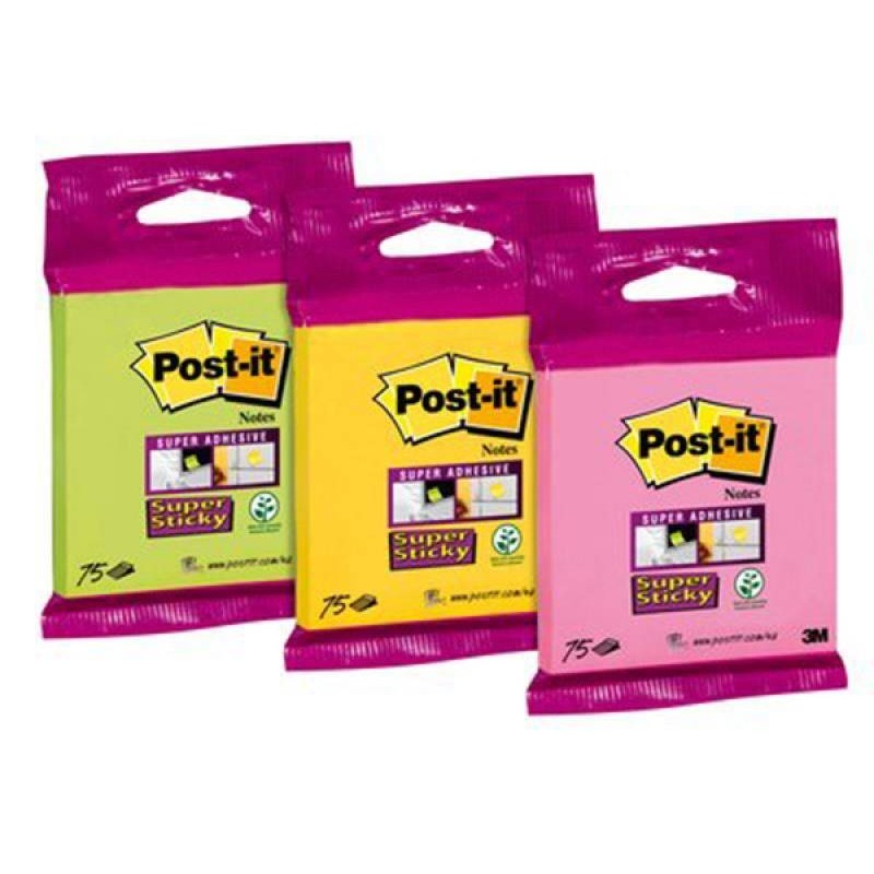 Karteczki samoprzylepne  76x76mm 3M Post-it® Super Sticky  6820-SS mix kolorów 75 kart