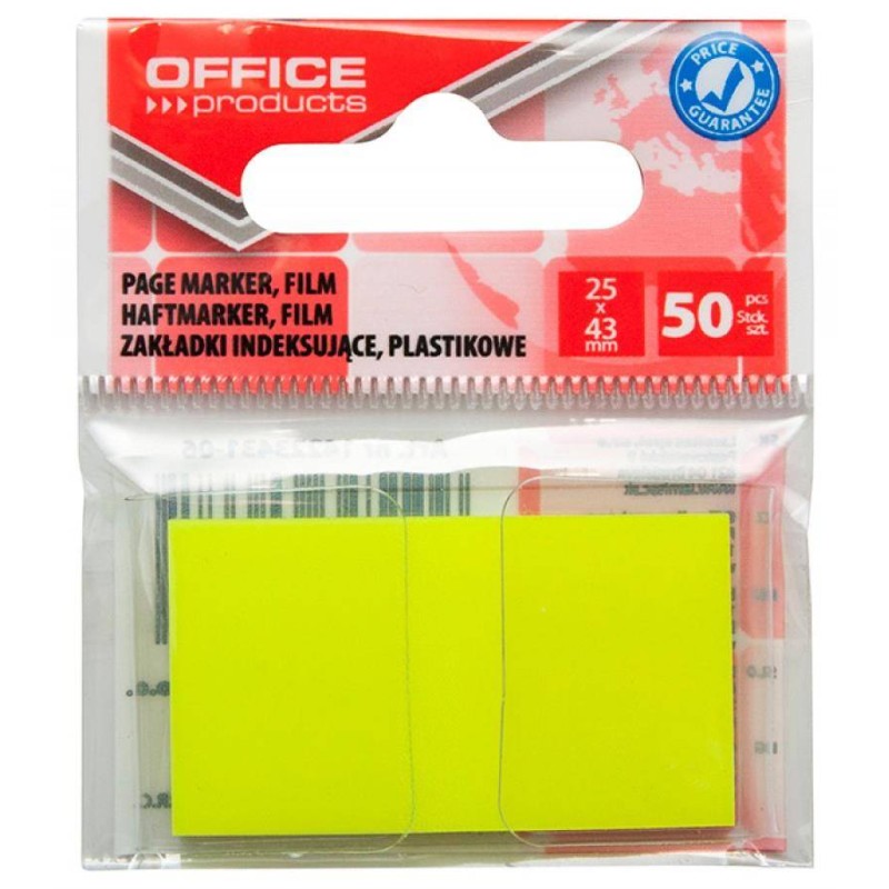 Zakładki indeksujące foliowe 25x43mm OFFICE PRODUCTS żółte 50 szt