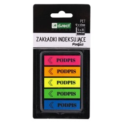 ZAKŁADKI INDEKSUJĄCE PET 12x45mm 5x25szt PODPIS 24szt