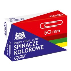 Spinacze okrągłe 50mm Grand 110-1661 mix kolorów metalowe powlekane w pudełeczku papierowym 50szt