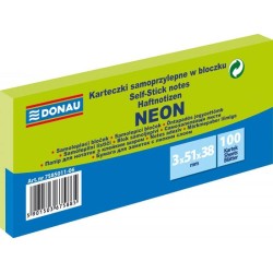 Karteczki samoprzylepne 38x51mm DONAU neon zielone 3x100kart