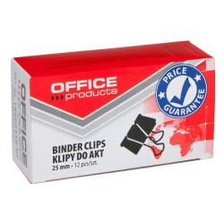 Klipy 25mm OFFICE PRODUCTS czarne 12szt