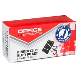 Klipy 32mm OFFICE PRODUCTS czarne 12szt