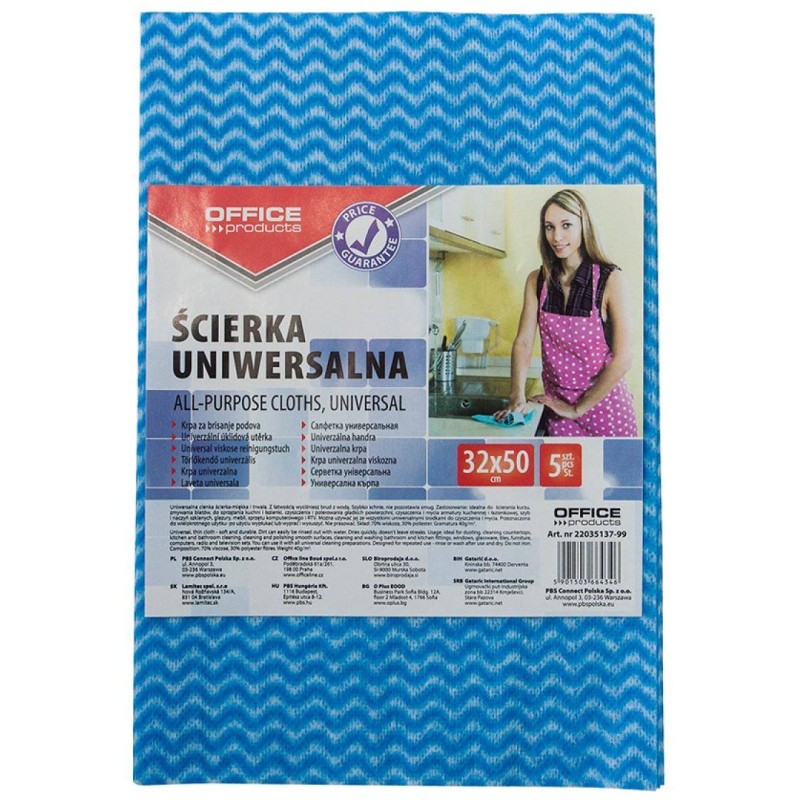 Ściereczka wiskozowa uniwersalna OFFICE PRODUCTS mix kolorów 32x50cm 5 szt