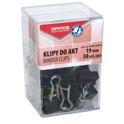 Klipy 19mm OFFICE PRODUCTS czarne 30szt