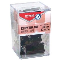 Klipy 32mm OFFICE PRODUCTS czarne 12szt