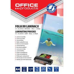 Folia do laminowania błyszcząca A4 OFFICE PRODUCTS 100mic 100 szt