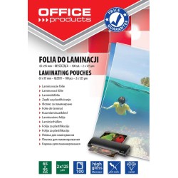 Folia do laminowania błyszcząca 65x95mm OFFICE PRODUCTS 125mic 100 szt