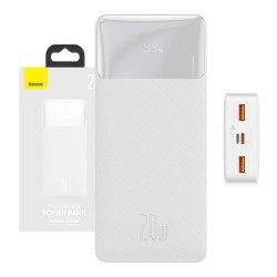 Powerbank Baseus Bipow 20000mAh, 2xUSB, USB-C, 20W (biały)