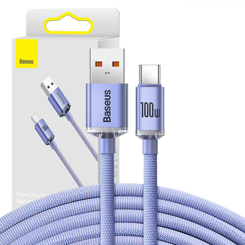 Kabel USB do USB-C Baseus Crystal Shine, 100W, 2m (fioletowy)