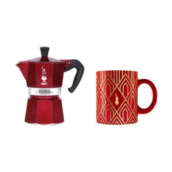 Kawiarka Bialetti - Deco Glamour - Moka Express 3tz Czerwona + Kubek