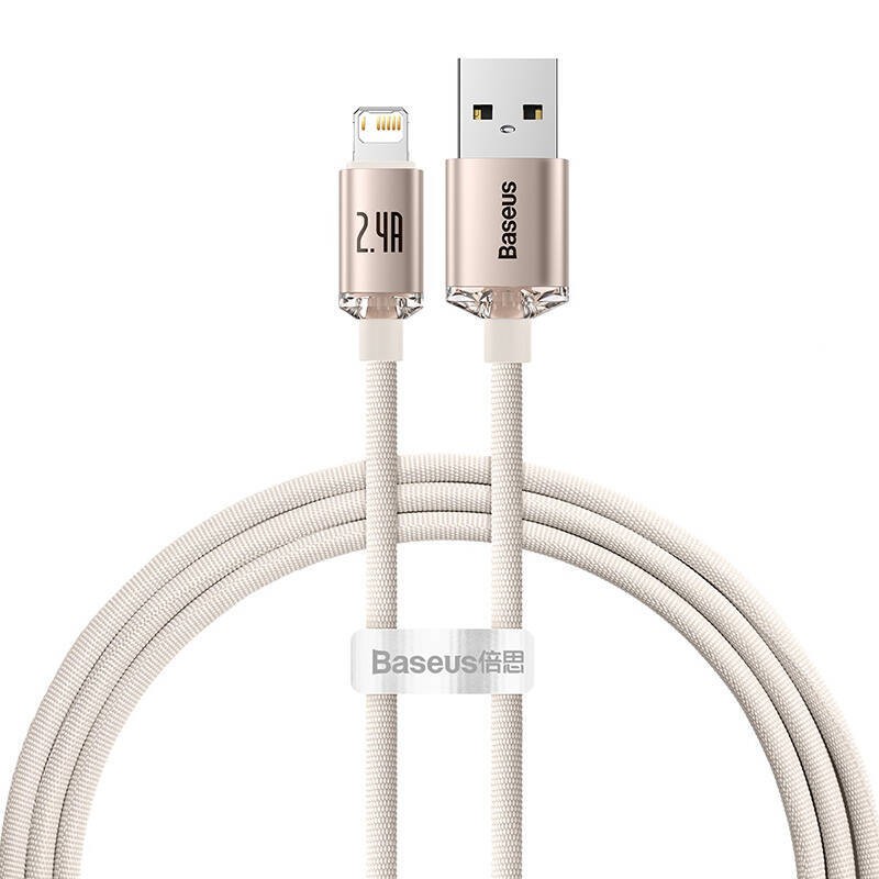 Kabel USB do iP Baseus Crystal Shine, 2.4A, 1.2m (różowy)