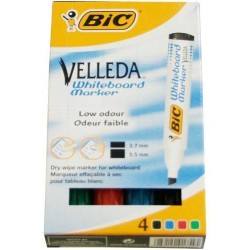 MARKER SUCHOŚCIERALNY BIC VELLEDA ECOLUTIONS 1751 904950 MIX*4 ŚCIĘTA 3.7-5.5MM 4SZT