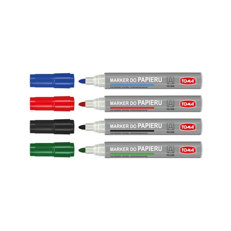 MARKER PERMANENTNY TOMA 258 TO-258 MIX*4 OKRĄGŁA KOŃCÓWKA 4SZT