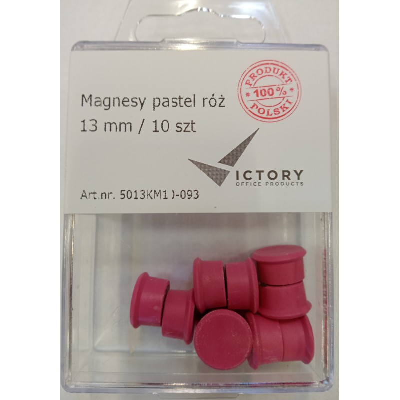 MAGNESY 13MM VICTORY OFFICE PRODUCTS 5013KM10-093 PASTELOWE CIEMNORÓŻOWE 10SZT