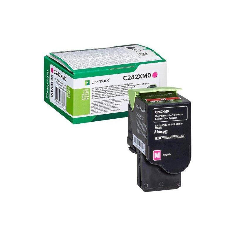 TONER ORYGINALNY LEXMARK C242XM0 MAGENTA 3500 STRON