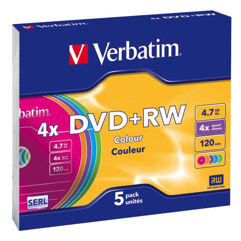 PŁYTA DVD+RW 4,7GB 4X VERBATIM DATALIFE PLUS 43297 SLIM 5 SZT.