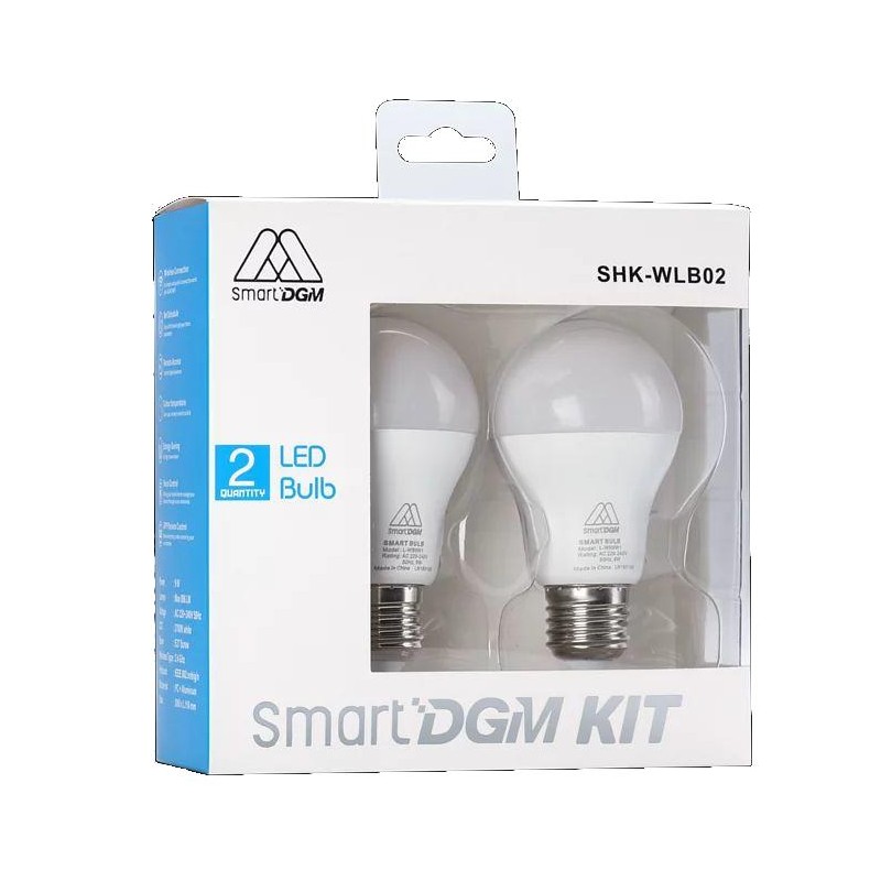 ŻARÓWKA LED 9 W BIAŁA DGM SMART LED BULB SHK-WLB02 GWINT E27 2700 K 806 LM WIFI 2.4 2SZT