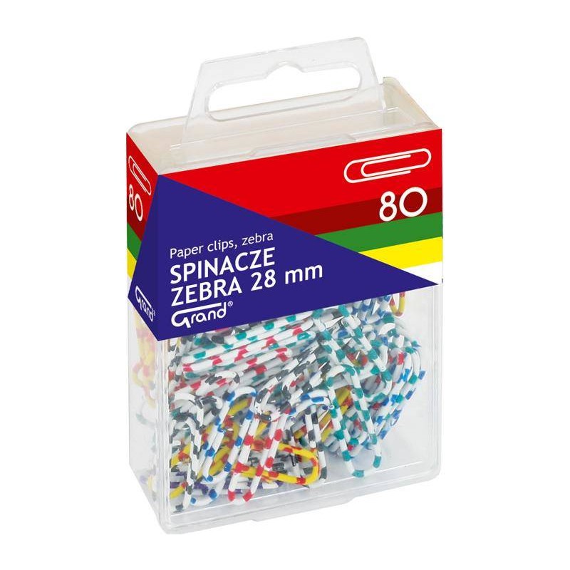 SPINACZE OKRĄGŁE 28MM GRAND 110-1634 ZEBRA MIX KOLORÓW METALOWE POWLEKANE W POJEMNIKU PLASTIKOWYM 80SZT