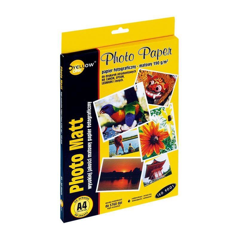 PAPIER FOTOGRAFICZNY MATOWY YELLOW ONE 4M190 150-1180 A4 190G 50ARK