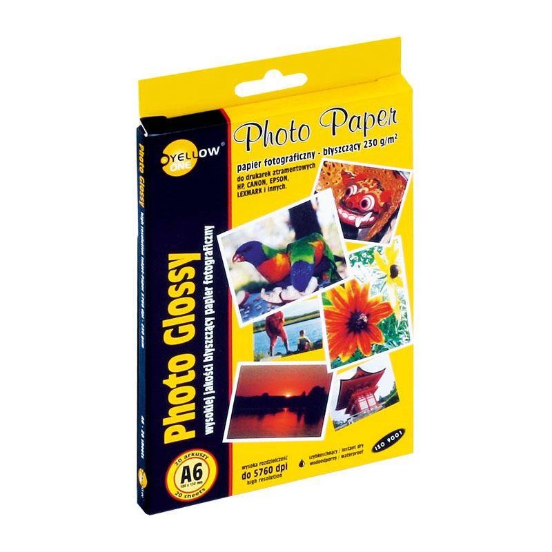 PAPIER FOTOGRAFICZNY BŁYSZCZĄCY YELLOW ONE 6G230 150-1182 A6 230G 20ARK