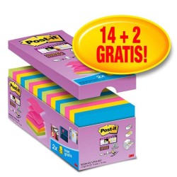 KARTECZKI SAMOPRZYLEPNE  76X76MM 3M POST-IT® SUPER STICKY Z-NOTES  R330-SS-VP16 MIX KOLORÓW (14+2)X90 KART