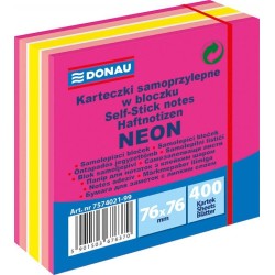 KARTECZKI SAMOPRZYLEPNE 76X76MM DONAU MIX NEON-PASTEL 400KART