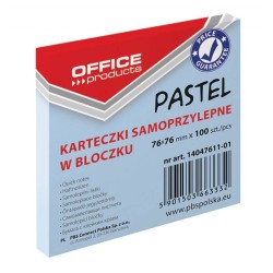 KARTECZKI SAMOPRZYLEPNE 76X76MM OFFICE PRODUCTS PASTELOWE NIEBIESKIE 100KART