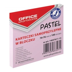 KARTECZKI SAMOPRZYLEPNE 76X76MM OFFICE PRODUCTS PASTELOWE RÓŻOWE 100KART