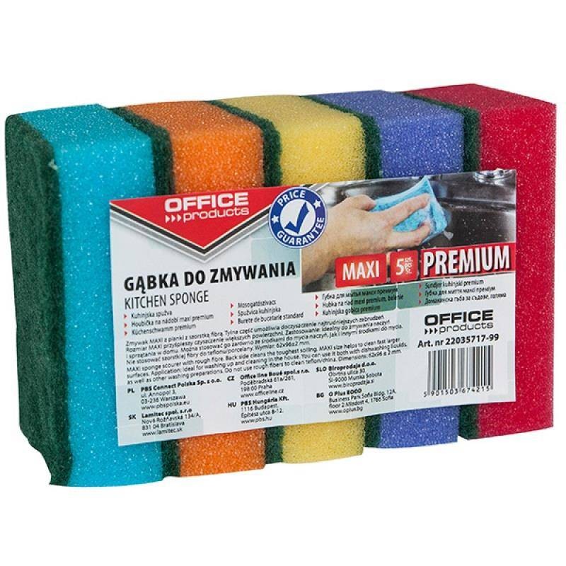 GĄBKA OFFICE PRODUCTS MAXI PREMIUM MIX KOLORÓW 5 SZT