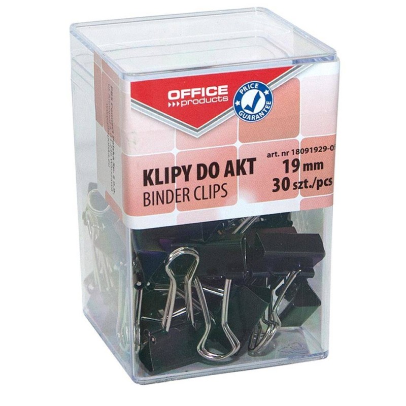 KLIPY 19MM OFFICE PRODUCTS CZARNE 30SZT