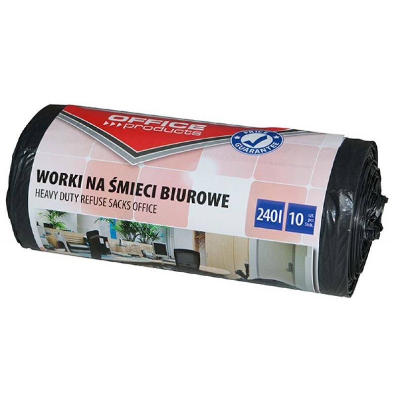 WORKI NA ŚMIECI LDPE OFFICE PRODUCTS CZARNE 240L 10SZT.