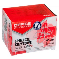 SPINACZE KRZYŻOWE 65MM OFFICE PRODUCTS SREBRNE 12SZT.