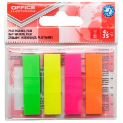 ZAKŁADKI INDEKSUJĄCE FOLIOWE 12X43MM OFFICE PRODUCTS MIX KOLORÓW NEON 4X35 SZT