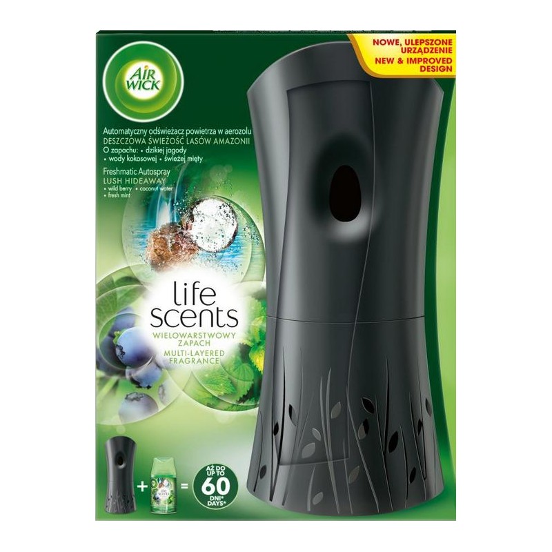 ODŚWIEŻACZ POWIETRZA URZĄDZENIE + WKŁAD AIR WICK FRESHMATIC DESZCZOWA ŚWIEŻOŚĆ LASÓW AMAZONII 250 ML