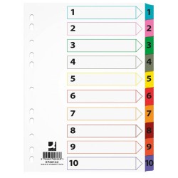 PRZEKŁADKI 1-10 A4 Q-CONNECT MYLAR MIX KOLORÓW KARTON 170G/M² 10KART