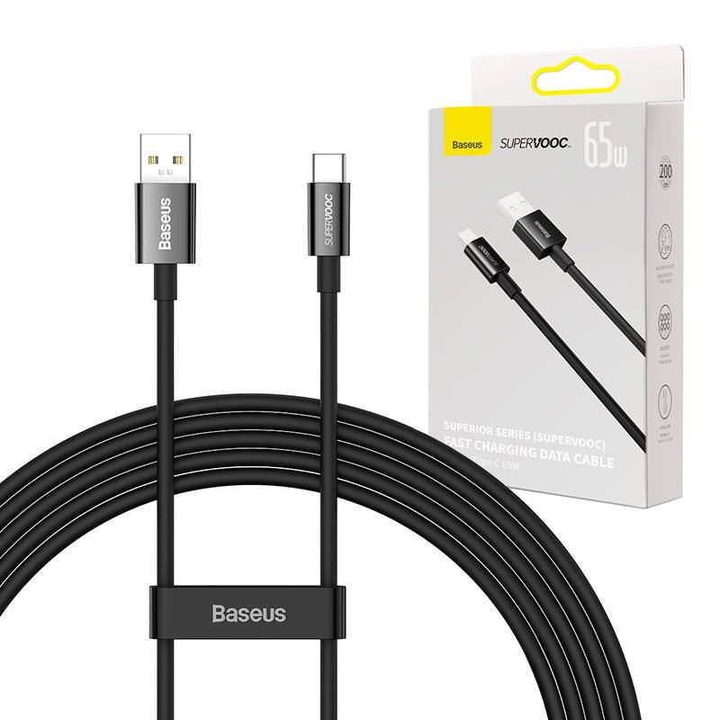 KABEL USB DO USB-C BASEUS SUPERIOR SERIES, 65W, 2M (CZARNY)