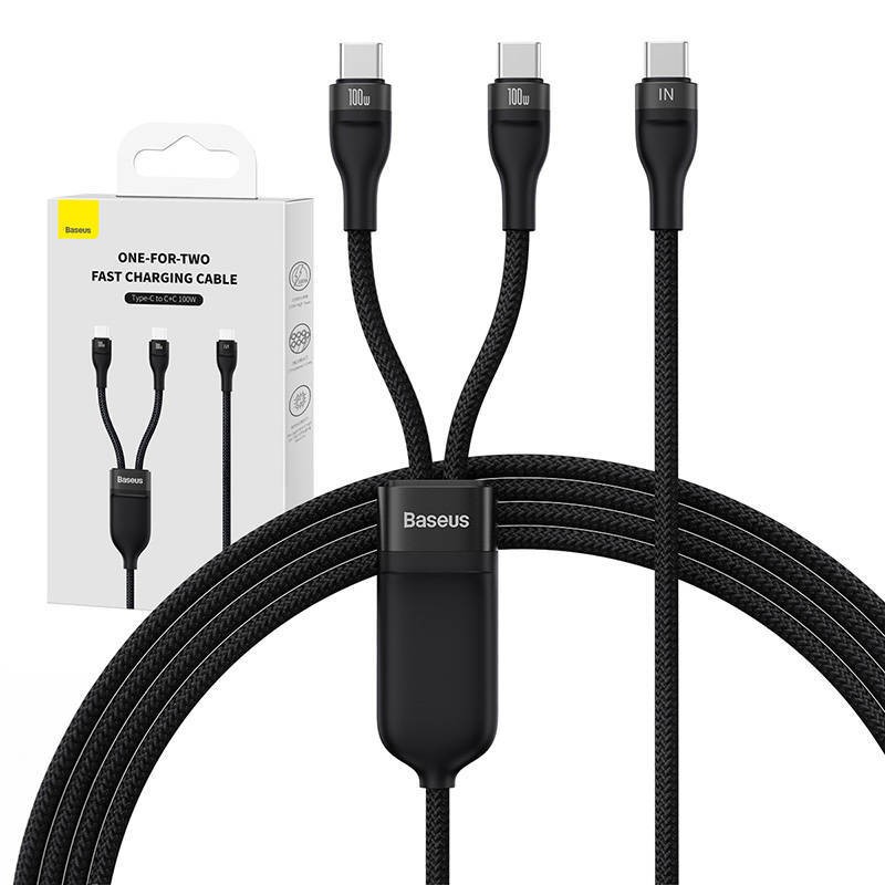 KABEL USB 2W1 BASEUS FLASH SERIES, USB-C DO USB-C 100W, 1.5M (CZARNY)