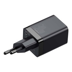 ŁADOWARKA SIECIOWA BASEUS SUPER SI PRO QUICK CHARGER USB + USB-C 30W (CZARNA)