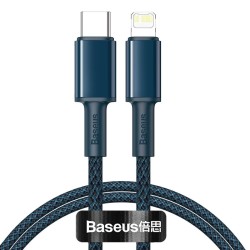 KABEL USB-C DO LIGHTNING BASEUS HIGH DENSITY BRAIDED, 20W, 5A, PD, 2M (NIEBIESKI)