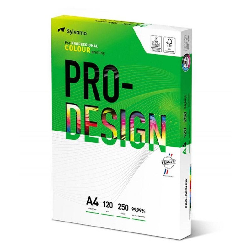 PAPIER SATYNOWANY A4 120G PRO-DESIGN FSC BIAŁY 168CIE A++ 250ARK