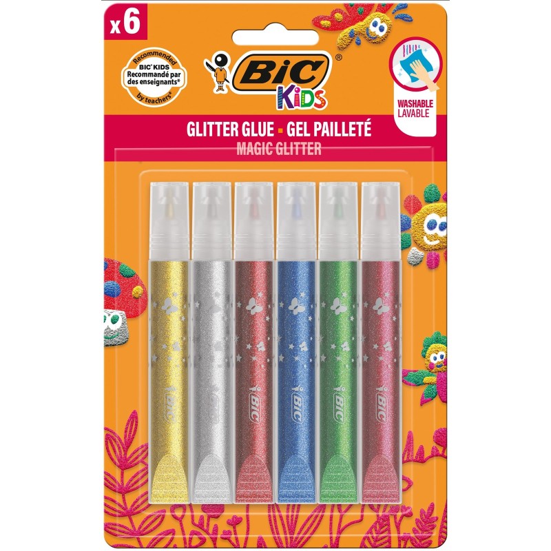 KLEJ BROKATOWY BIC GLITTER METALLIC 893269 6 KOLORÓW