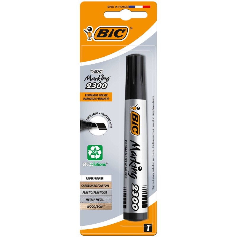 MARKER PERMANENTNY BIC MARKING 2300 ECOLUTIONS 8803271 CZARNY ŚCIĘTA 3.7-5.5MM BLISTER