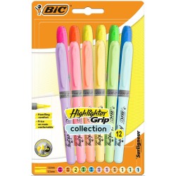 ZAKREŚLACZ BIC HIGHLIGHTER GRIP PASTEL 992562 MIX*12 1.6-3.3MM 12SZT